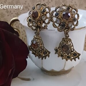 Vtg W. Germany Openwork Boho Clip Earrings
